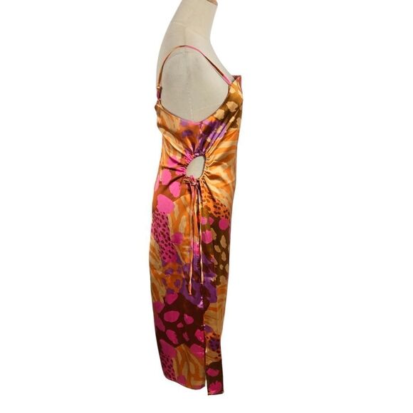 Christian Lacroix Satin Pink and Orange Cut Out Dress NWT - Picture 3 of 7